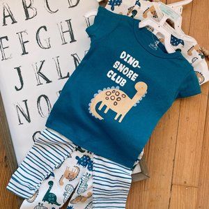 Dino Snore Club 2 Pair Toddler Boy Pajama Set